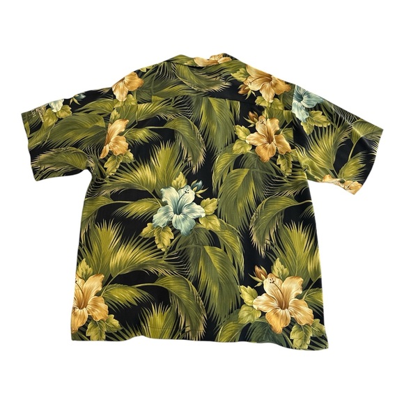 Tommy Bahama Silk Shirt Green Mens XL Tropical Hawaiian Palms Floral Embroidered - Picture 3 of 15